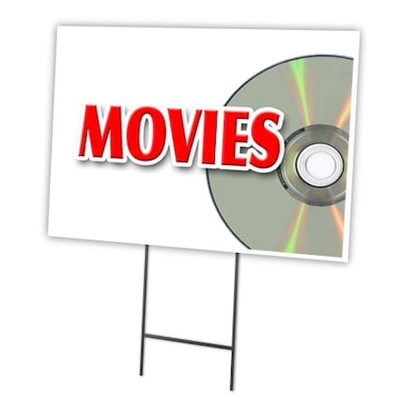 Signmission Movies Yard Sign & Stake outdoor plastic coroplast window, C-1824 Movies C-1824 Movies